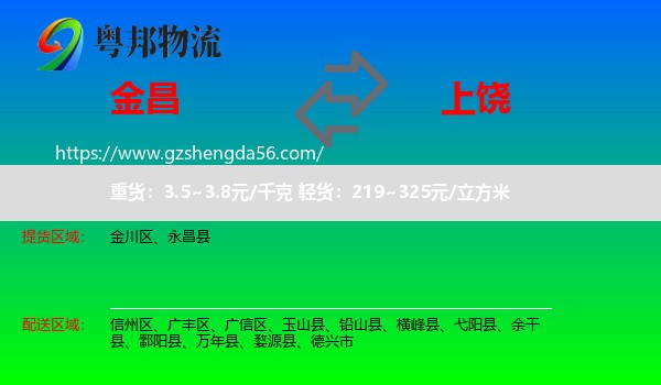 金昌到上饶物流专线