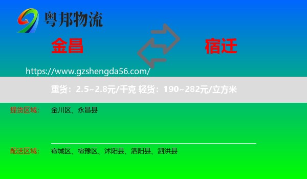 金昌到宿迁物流专线