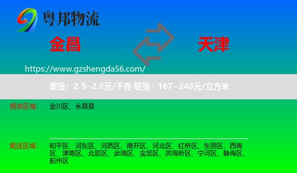 金昌到天津专线