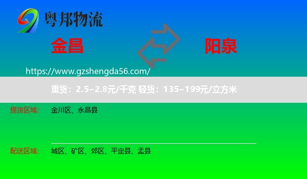 金昌到阳泉物流专线