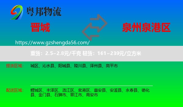 晋城到泉港区物流专线