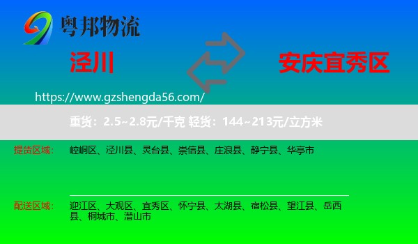 泾川县到宜秀区物流专线