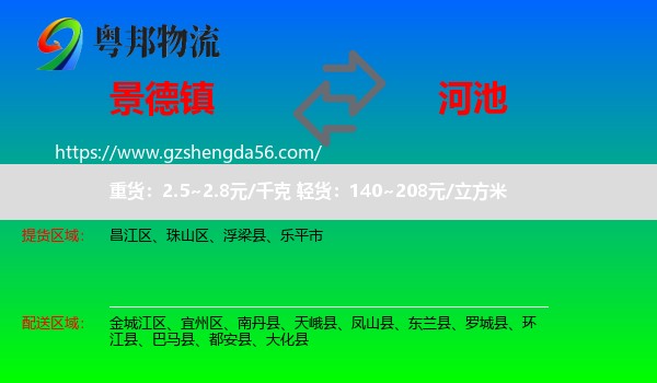 景德镇到河池物流
