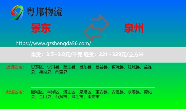 景东县到泉州物流专线