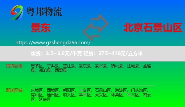 景东县到石景山区物流专线