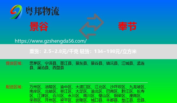 景谷县到奉节县物流专线