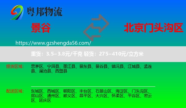 景谷县到门头沟区物流专线