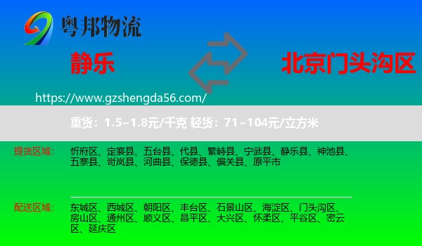 静乐县到门头沟区物流