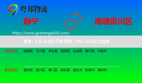 静宁县到崇川区物流专线