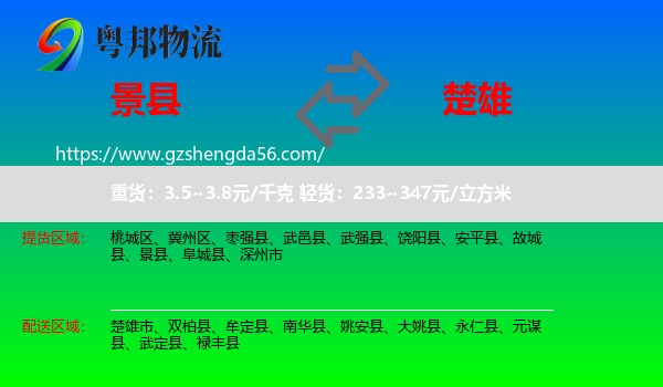 景县到楚雄物流专线