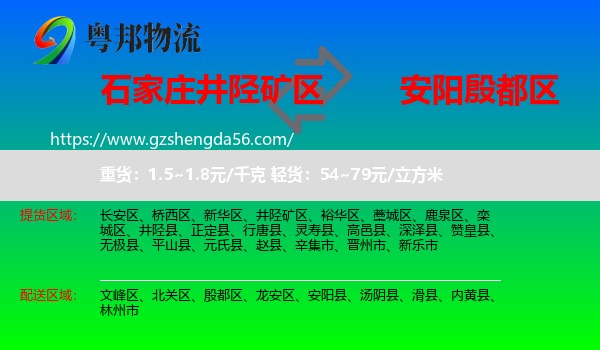井陉矿区到殷都区物流专线