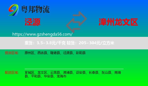 泾源县到龙文区物流专线