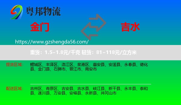 金门县到吉水县物流专线