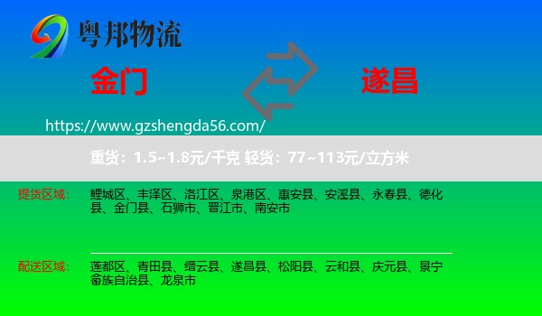 金门县到遂昌县物流专线