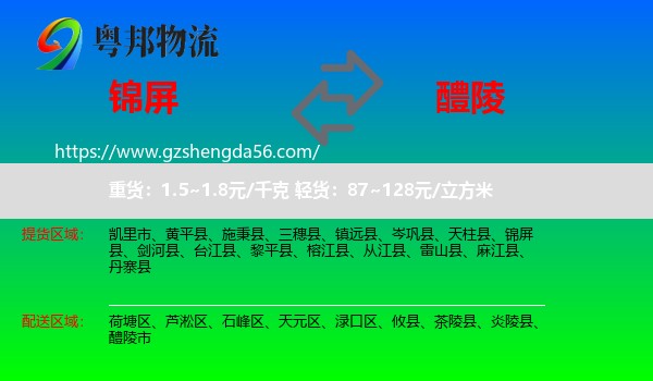锦屏县到醴陵市物流专线