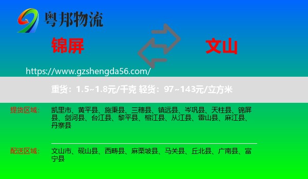 锦屏县到文山物流专线