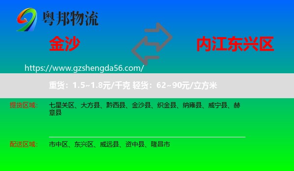 金沙县到东兴区物流专线