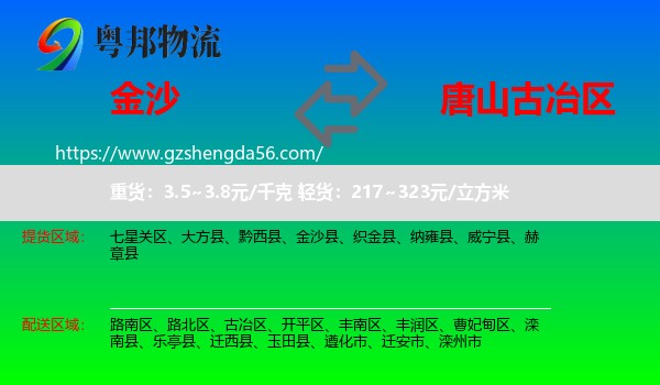金沙县到古冶区物流专线