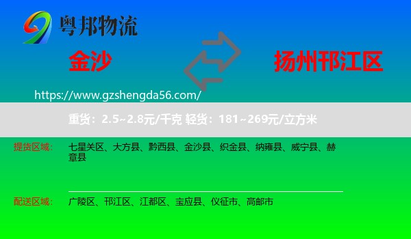 金沙县到邗江区物流专线