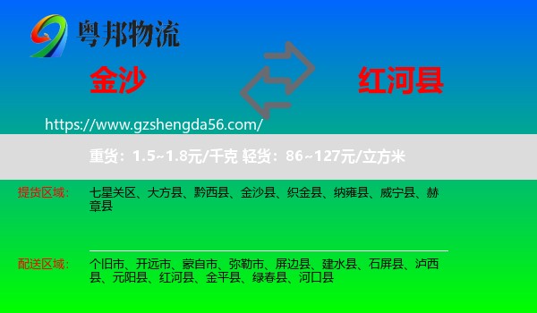 金沙县到红河县物流专线
