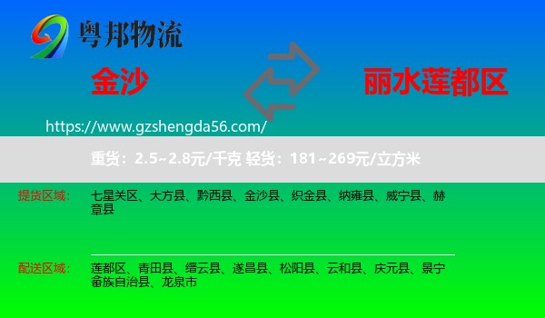 金沙县到莲都区物流专线