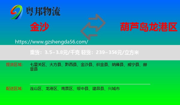 金沙县到龙港区物流专线