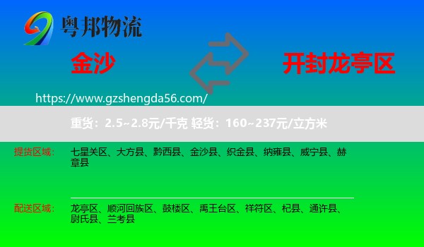 金沙县到龙亭区物流专线