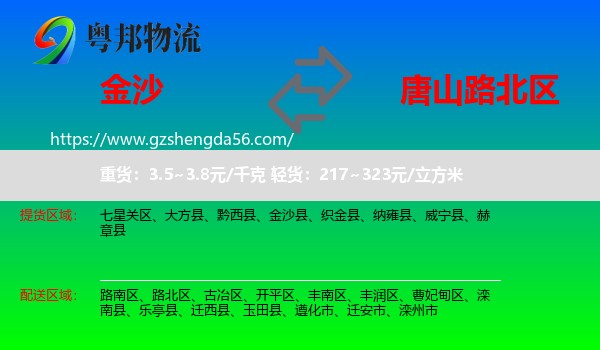 金沙县到路北区物流专线