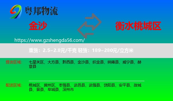 金沙县到桃城区物流专线