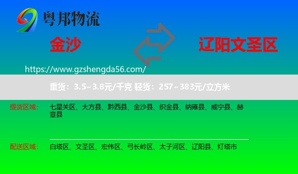 金沙县到文圣区物流专线