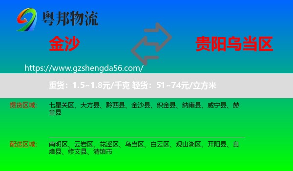 金沙县到乌当区物流专线