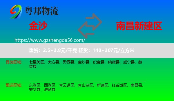 金沙县到新建区物流专线