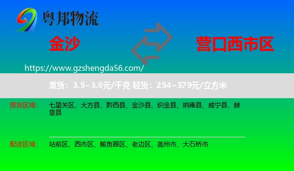 金沙县到西市区物流专线