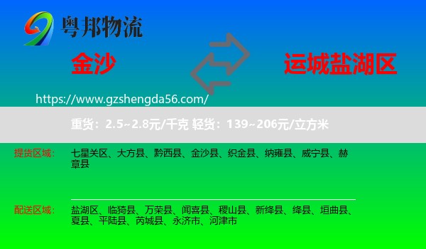 金沙县到盐湖区物流专线