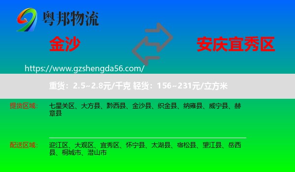 金沙县到宜秀区物流专线