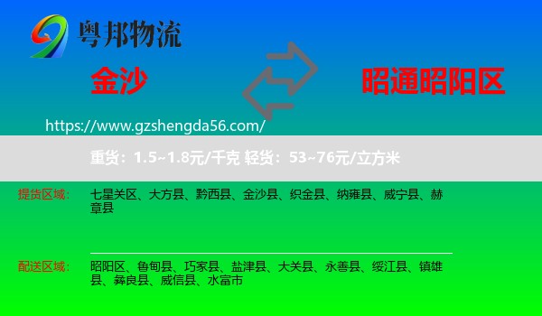 金沙县到昭阳区物流专线