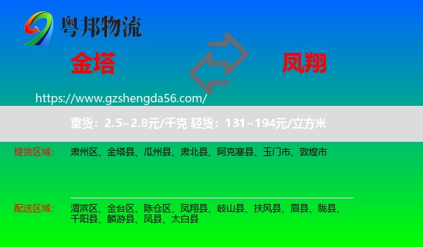 金塔县到凤翔县物流专线