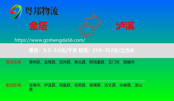 金塔县到泸溪县物流专线