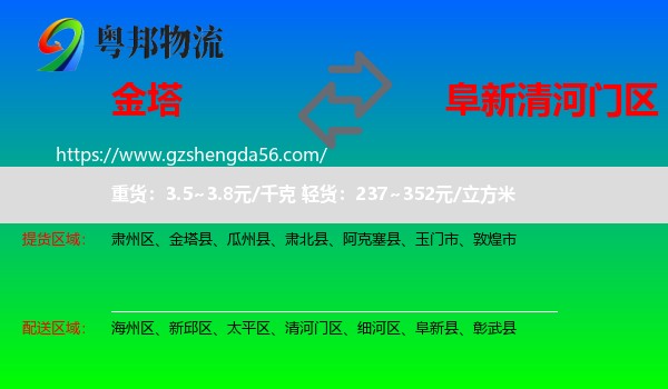 金塔县到清河门区物流专线