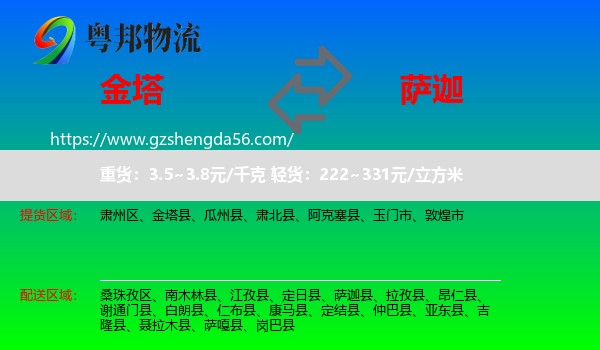 金塔县到萨迦县物流专线