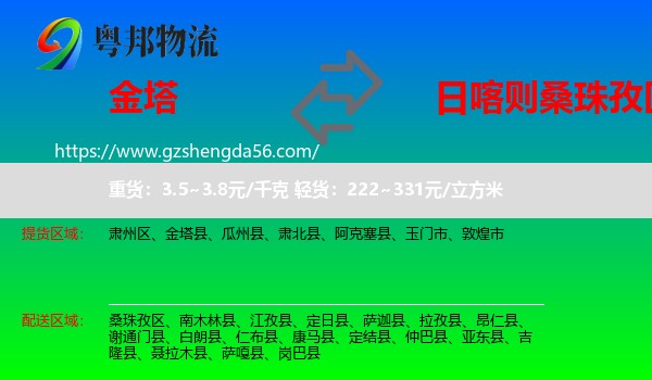 金塔县到桑珠孜区物流专线