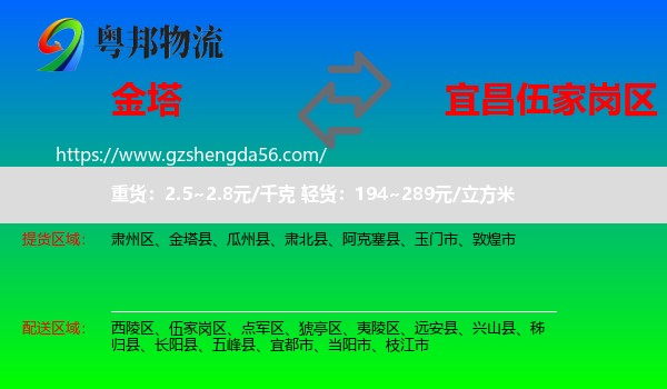 金塔县到伍家岗区物流专线
