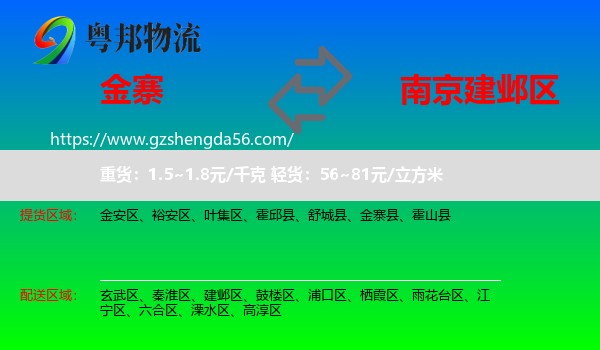 金寨县到建邺区物流专线