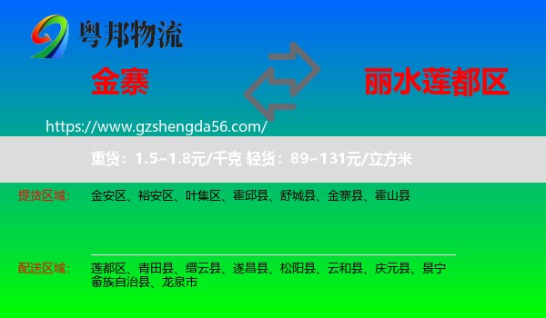 金寨县到莲都区物流专线