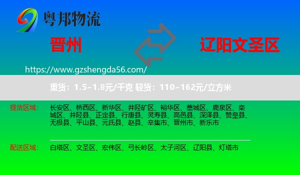晋州市到文圣区物流专线