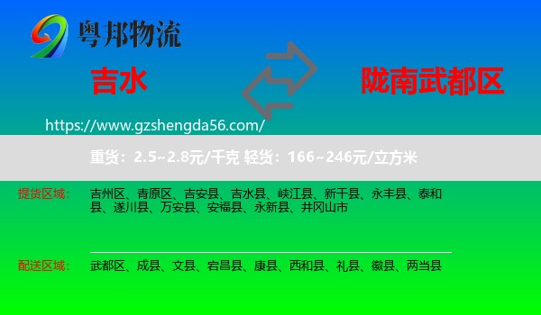 吉水县到武都区物流专线