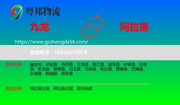 九龙县到阿拉善盟物流专线