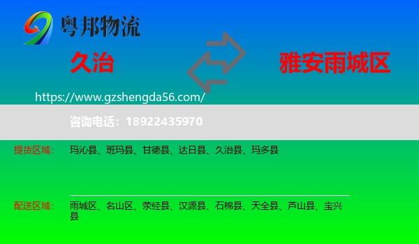 久治县到雨城区物流专线