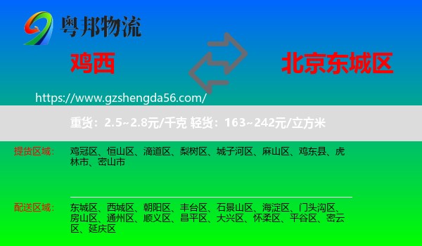 鸡西到东城区物流专线