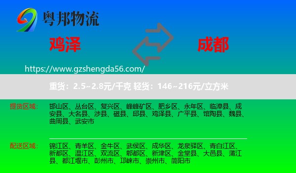 鸡泽县到成都专线